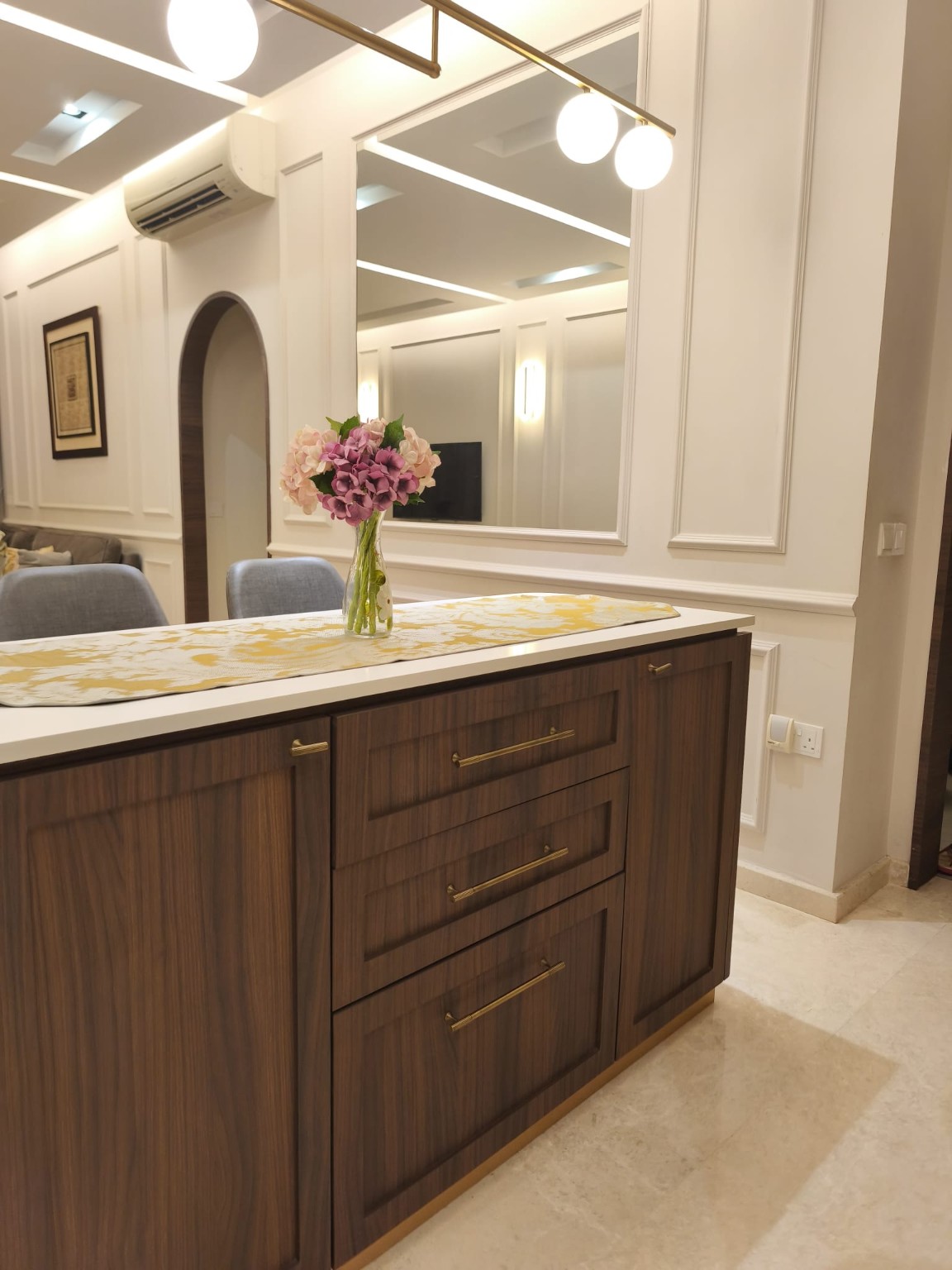 Custom cabinetry and dining area